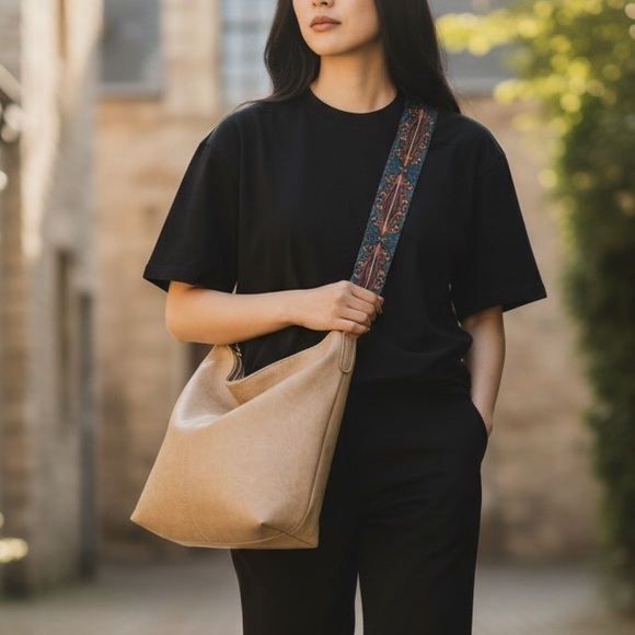 NEW•Milano Toffee Bag With Boho Chic Unique Strap - Picture 2 of 16